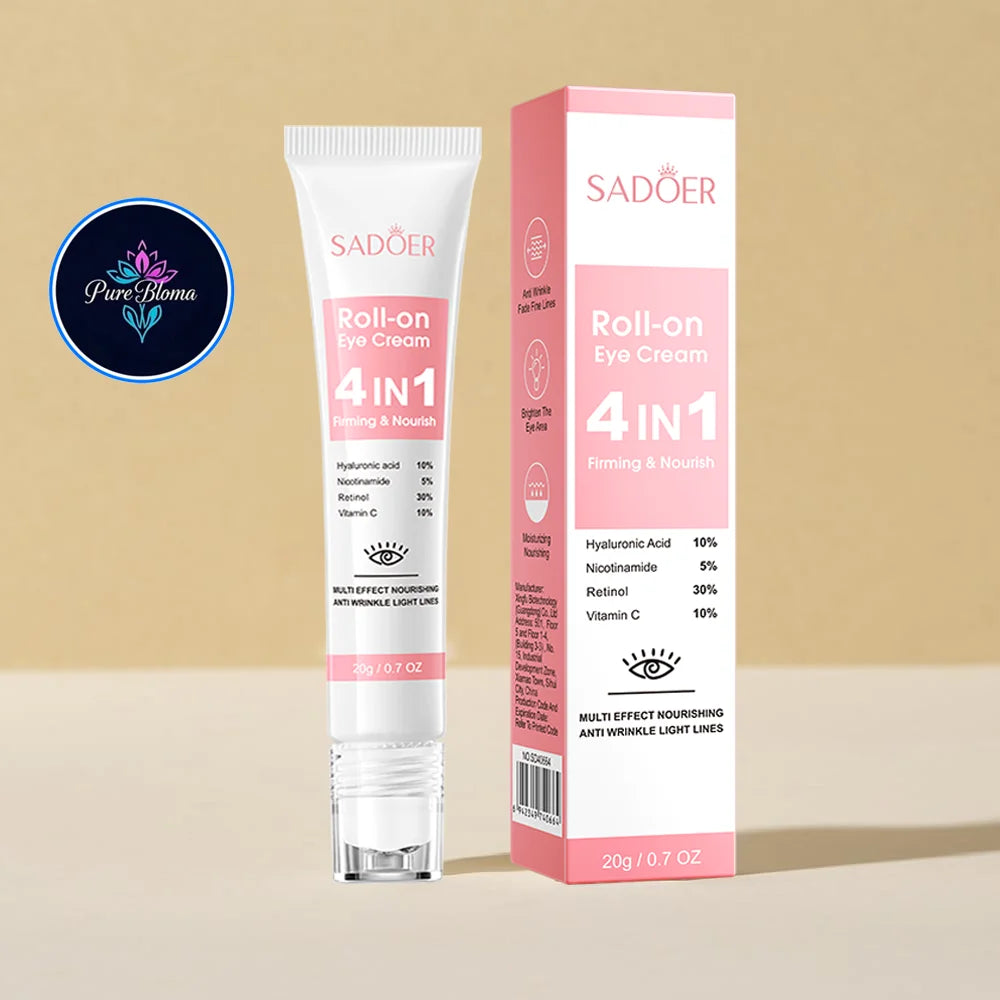 SADOER 4in1 Roll-on Moisturizing Eye Cream Anti Dark Circles Eyes Bags Firming Moisturizing Eye Serum Skin Care for Beauty Eyes