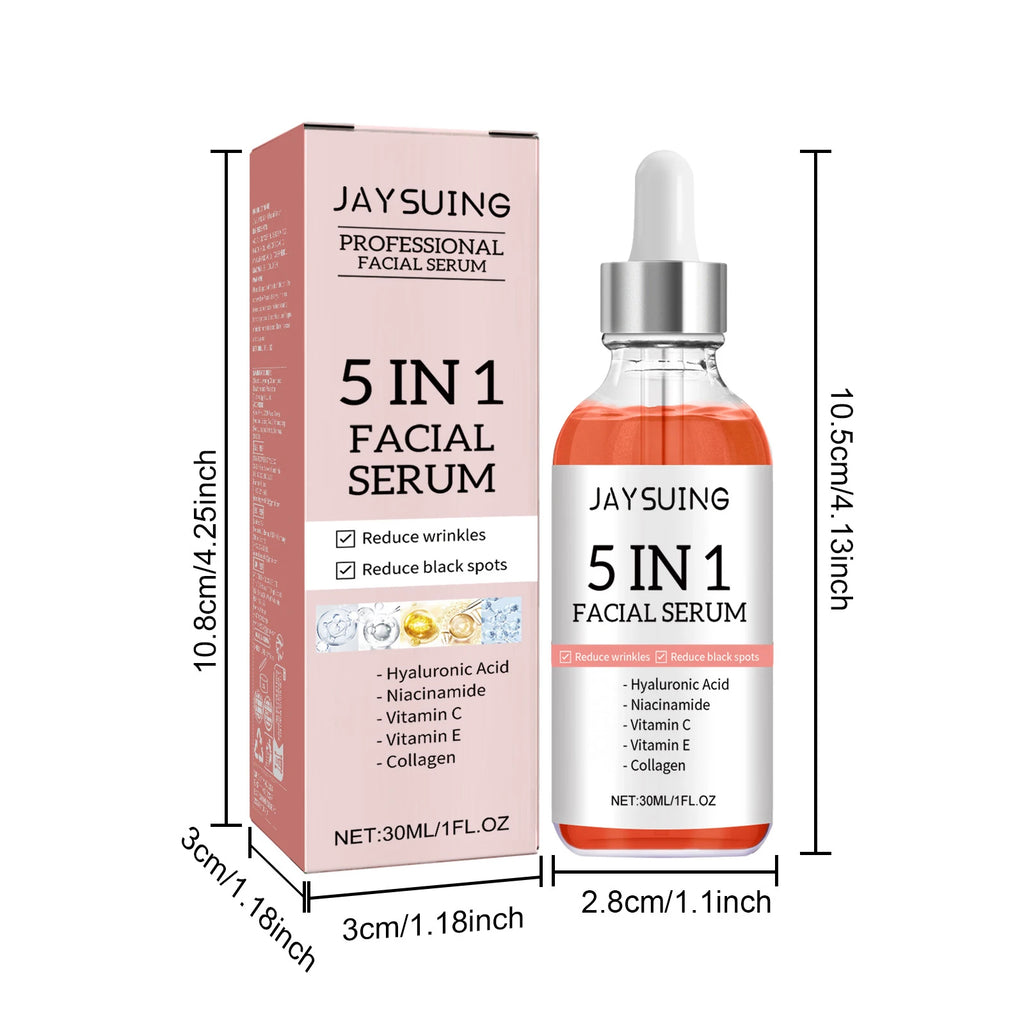 5 In 1 Fade fine lines Firming Face Serum Moisturizing brightning Vitamin C Hyaluronic Acid Facial Serum Shrink Pores Skin Care