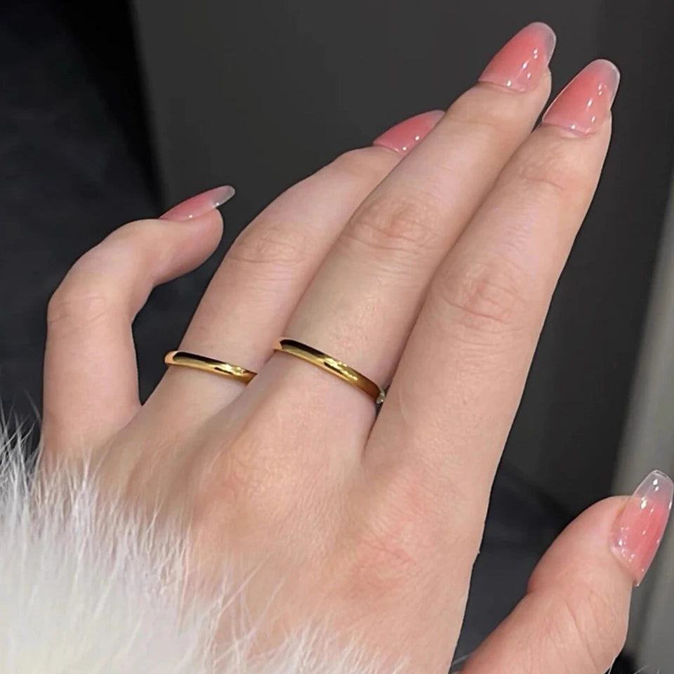 ZAKOL 2mm Width Stainless Steel Ring for Women Girls Exquisite Minimalist Style Tail Ring for Used in All Seasons