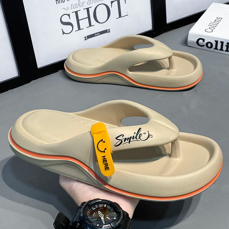 Summer Men's Flip Flops Soft Sole EVA Slippers for Men Outdoor Casual Beach Shoes Home Slippers Non-slip Bathroom Slides Shoes