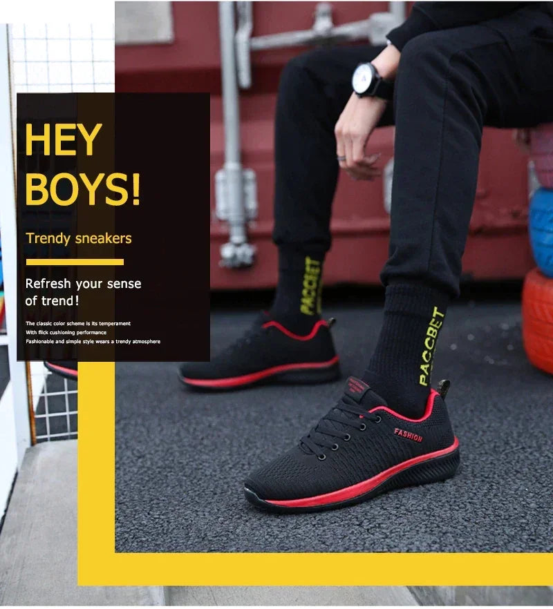 YRZL Men Shoes Breathable Mens Sneakers Comfortable Non Slip Casual Shoes Tenis Outdoor Lace Up Walking Sneakers for Men