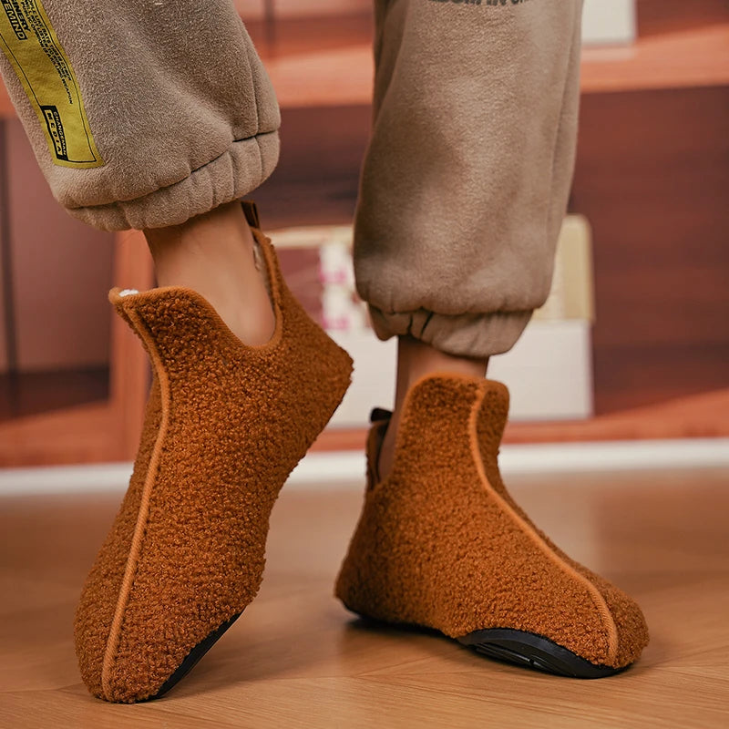 New Men Winter Slippers High Quality Light Weight Disign Shoes Fashion Women Plush Slipper Warm Slip on Casual Shoe for Couples