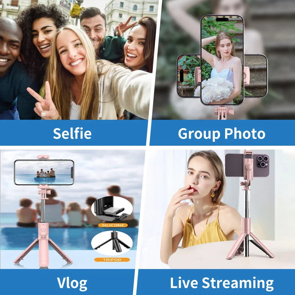 Wireless Selfie Stick Tripod Stand with Detachable Remote for iPhone Mobile Phone Streaming selfie stick  phone tripod stand