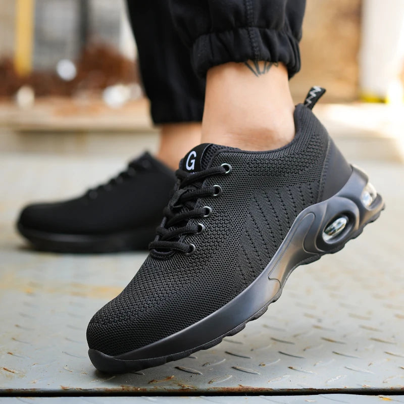 New Men Safety Shoes Anti-smash Anti-puncture Work Shoes Mesh Breathable Lightweight Work Sneakers Indestructible Slip-resistant