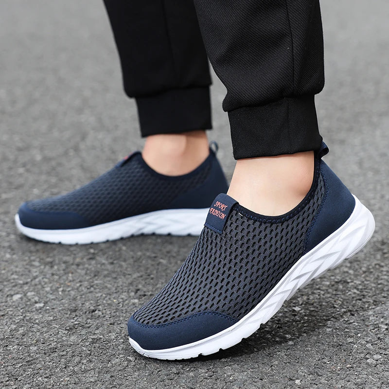 YRZL Men's Shoes Breathable Mesh Men Casual Shoes Outdoor Anti-Slip Large Size Loafers Walking Lightweight Mens Tennis Shoes