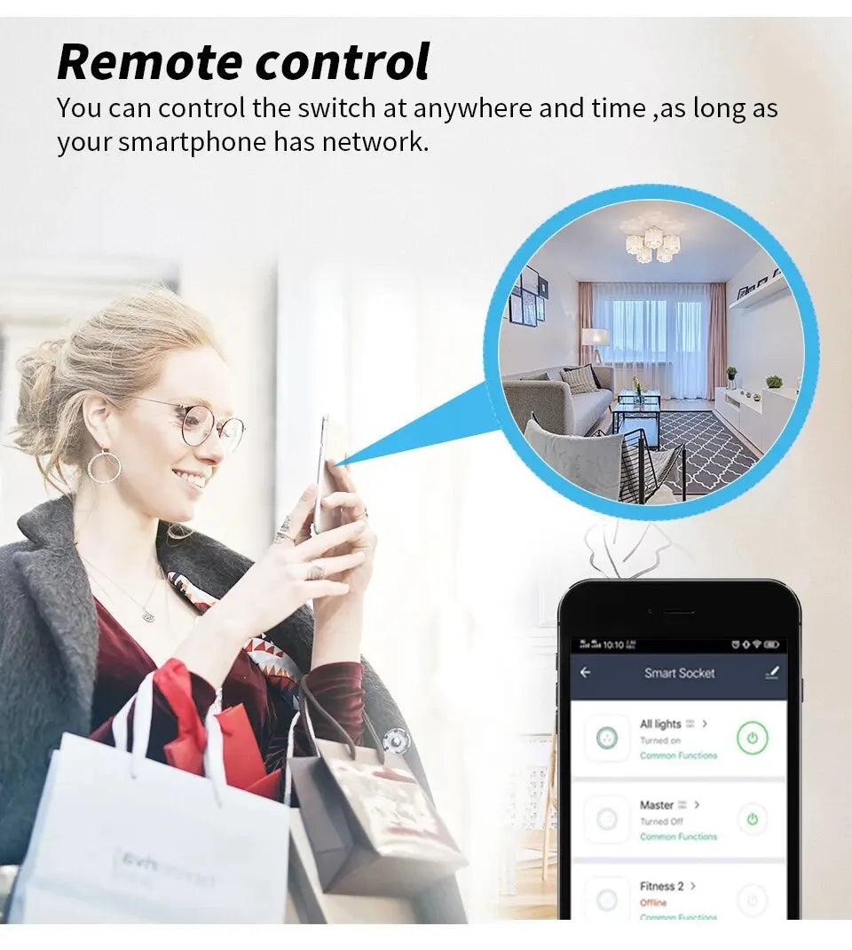 Tuya 16A 20A EU Smart Socket WiFi Smart Plug With Power Monitoring Timing Function Voice Control Alexa Google Assitant