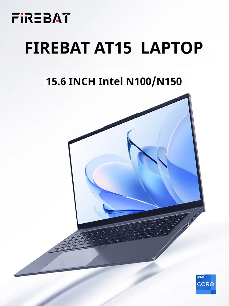 FIREBAT AT15 Laptop 15.6 Inch Intel N100/N150 16GB RAM 512GB SSD Office Business Laptops