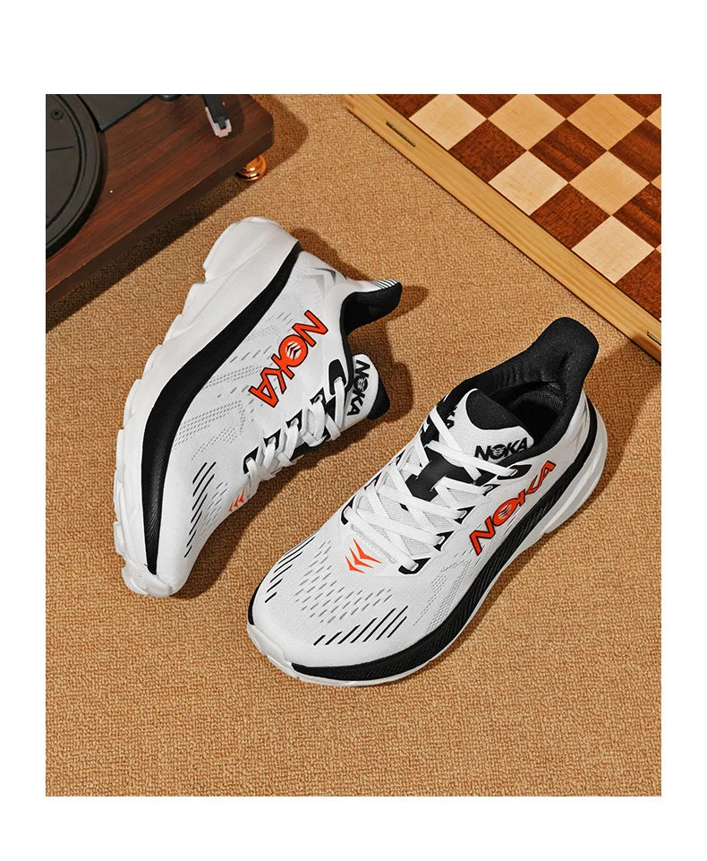 Men's Carbon Plate Air Cushion Running Shoes Breathable Lightweight Marathon Women's Athletic Nonskid Elastic Sports Sneakers