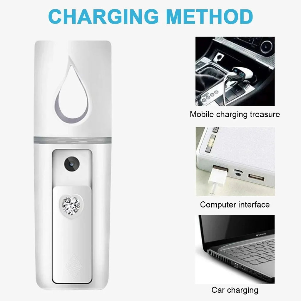 20ml Portable Nano Facial Sprayer - USB Rechargeable Handheld Face Steamer & Air Humidifier for On-The-Go Hydrating Skin Care