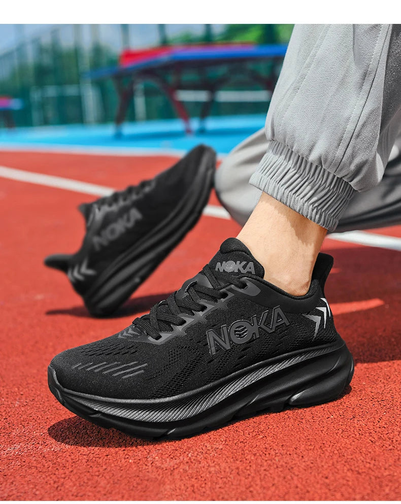 Men's Carbon Plate Air Cushion Running Shoes Breathable Lightweight Marathon Women's Athletic Nonskid Elastic Sports Sneakers