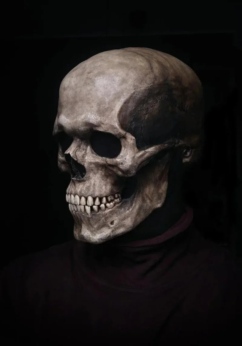 Halloween Latex Skull Mask, Horror Decoration, Full Head Skull Helmet, Movable Jaw, Party Costume Props, Gifts，carnival Dress Up