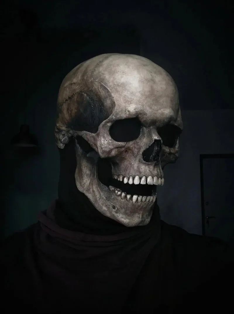 Halloween Latex Skull Mask, Horror Decoration, Full Head Skull Helmet, Movable Jaw, Party Costume Props, Gifts，carnival Dress Up