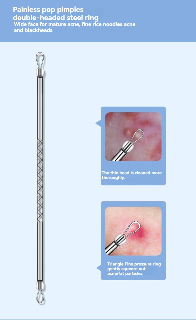 11Pcs Ingrown Hair Tweezers Acne Blackhead Removal Needles Black Dots Cleaner Pore Cleaner Deep Cleansing Face Skin Care Tools