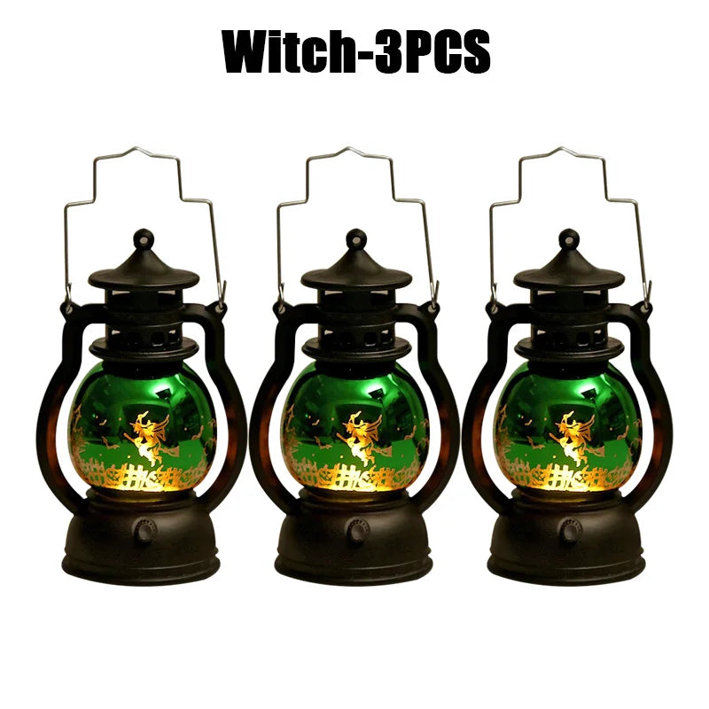 Halloween Decorations LED Ghost Lantern Candle Lights Stump Lanterns Holiday Ambience Ornaments Horror Decoration
