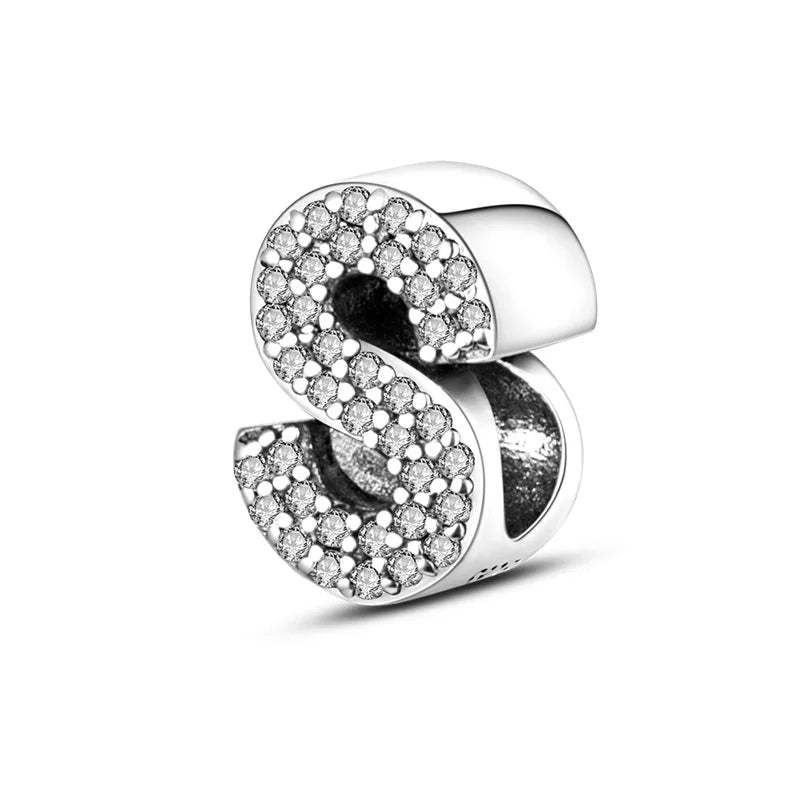 Fit Original 925 Sterling Silver Letter Charms Beads A-Z Golden Love Alphabet Charms For Women Fine DIY Birthday Jewelry Gifts