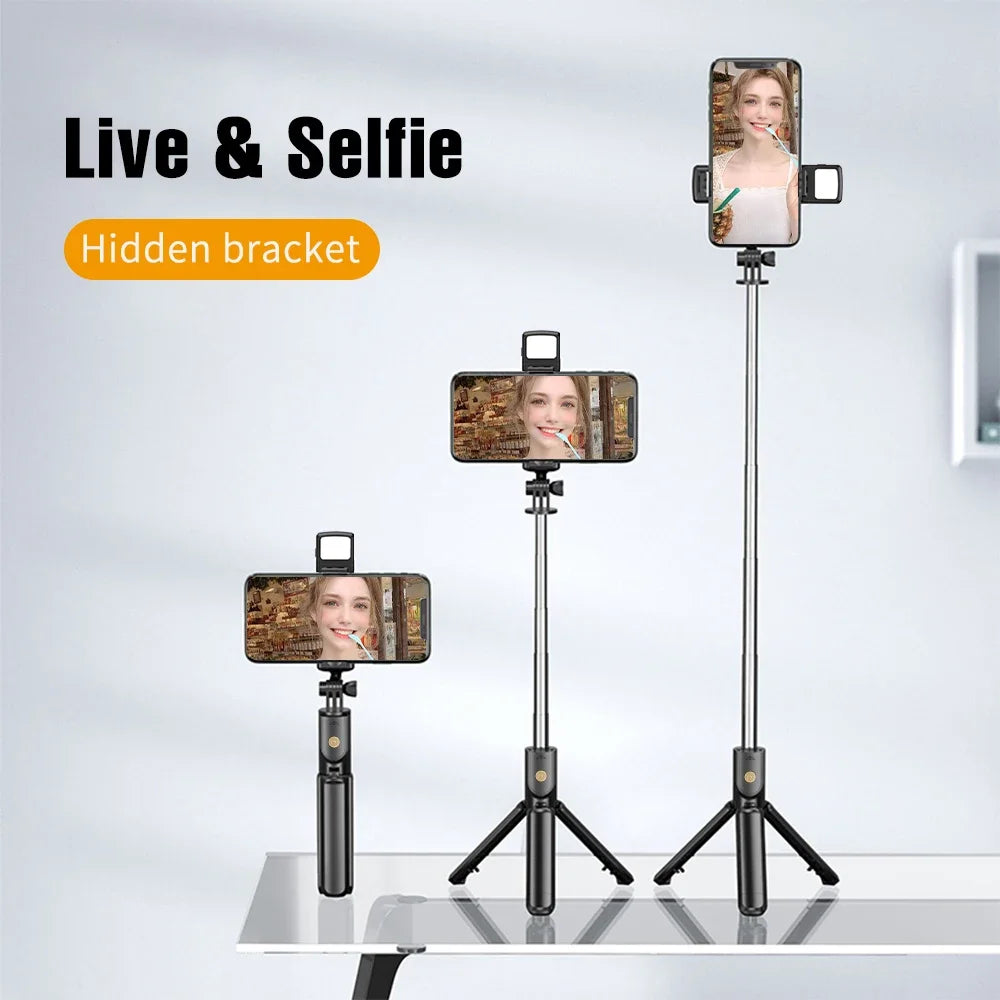 Handheld 360 Degree Flexible Sports Camera Mini Selfie Stick Tripod with Wireless Remote Mobile Phone Monopod Stand