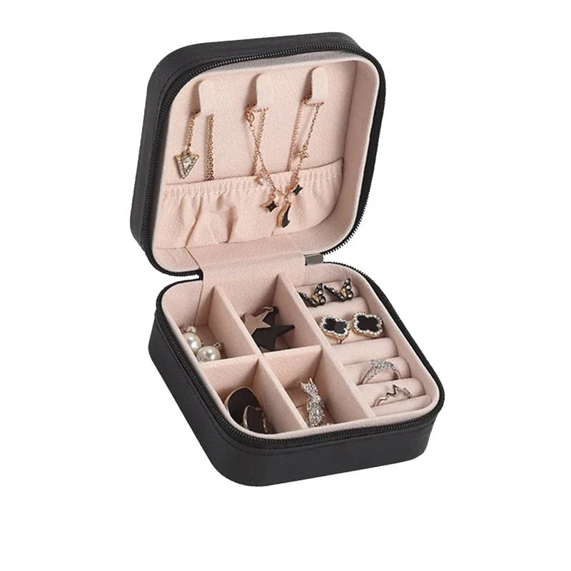 1pc Portable Jewelry Storage Box Home Travel Earrings Necklace Ring Jewelry Box Mini Layered Jewelry Display Case