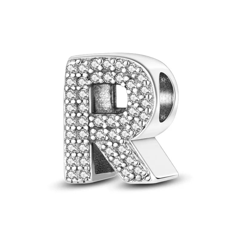 Fit Original 925 Sterling Silver Letter Charms Beads A-Z Golden Love Alphabet Charms For Women Fine DIY Birthday Jewelry Gifts