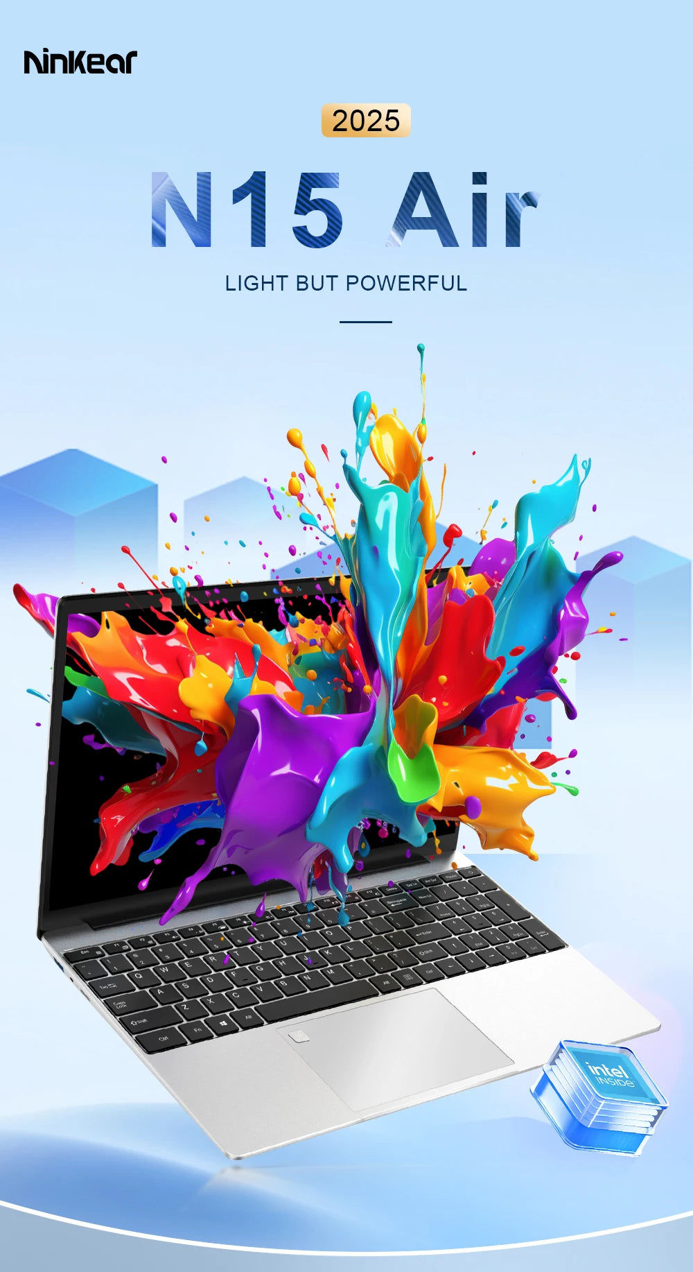 Ninkear N15 Air laptop Intel N95 15.6 Inch FHD IPS 16GB DDR4 512GB SSD Backlit Keyboard Fingerprint unlock Windows 11 Notebook