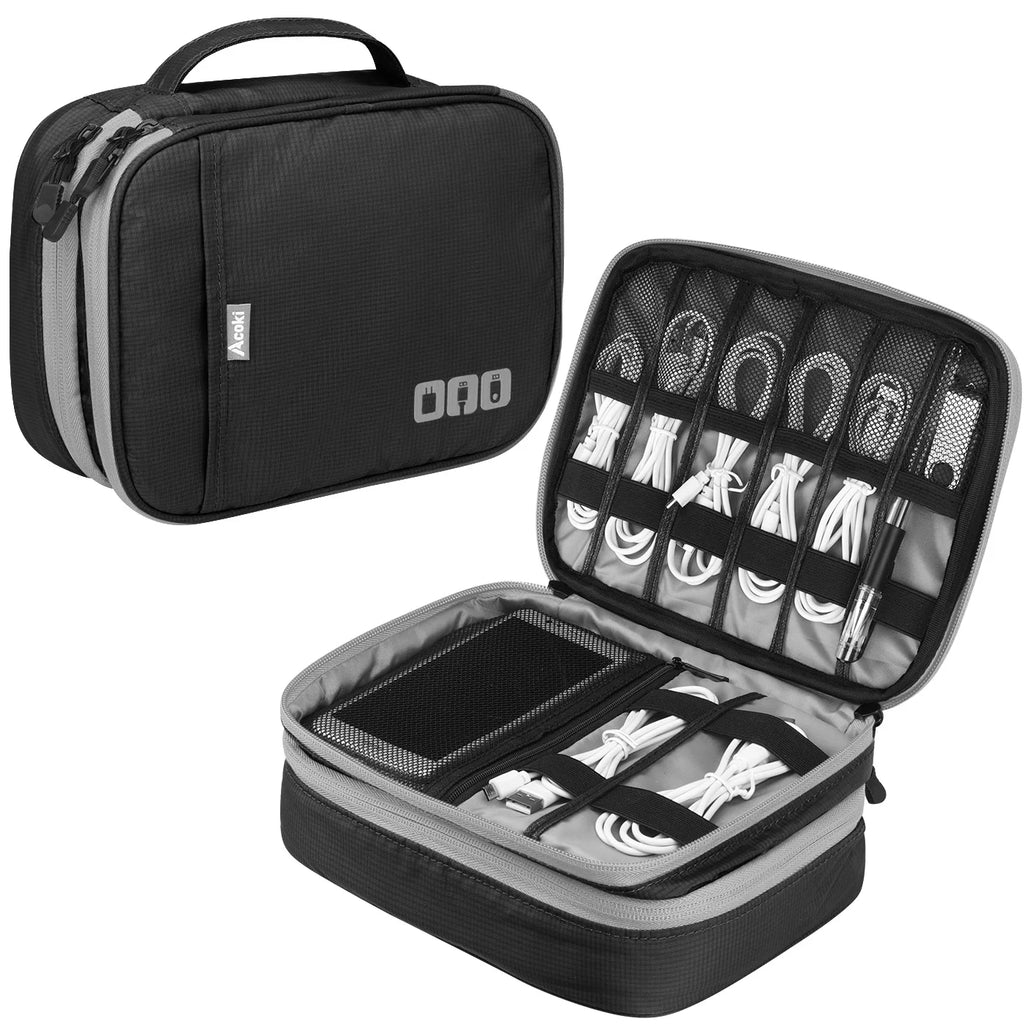 Clearance_Portable Electronic Accessories Travel case,Cable Organizer Bag Gadget Carry Bag for iPad,Cables,Power,USB Flash Drive
