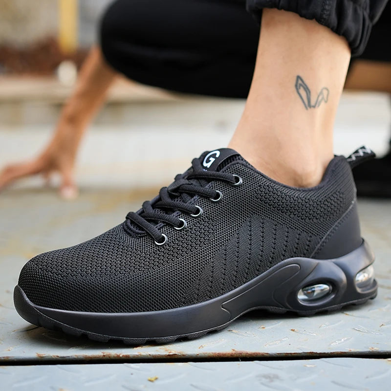 New Men Safety Shoes Anti-smash Anti-puncture Work Shoes Mesh Breathable Lightweight Work Sneakers Indestructible Slip-resistant