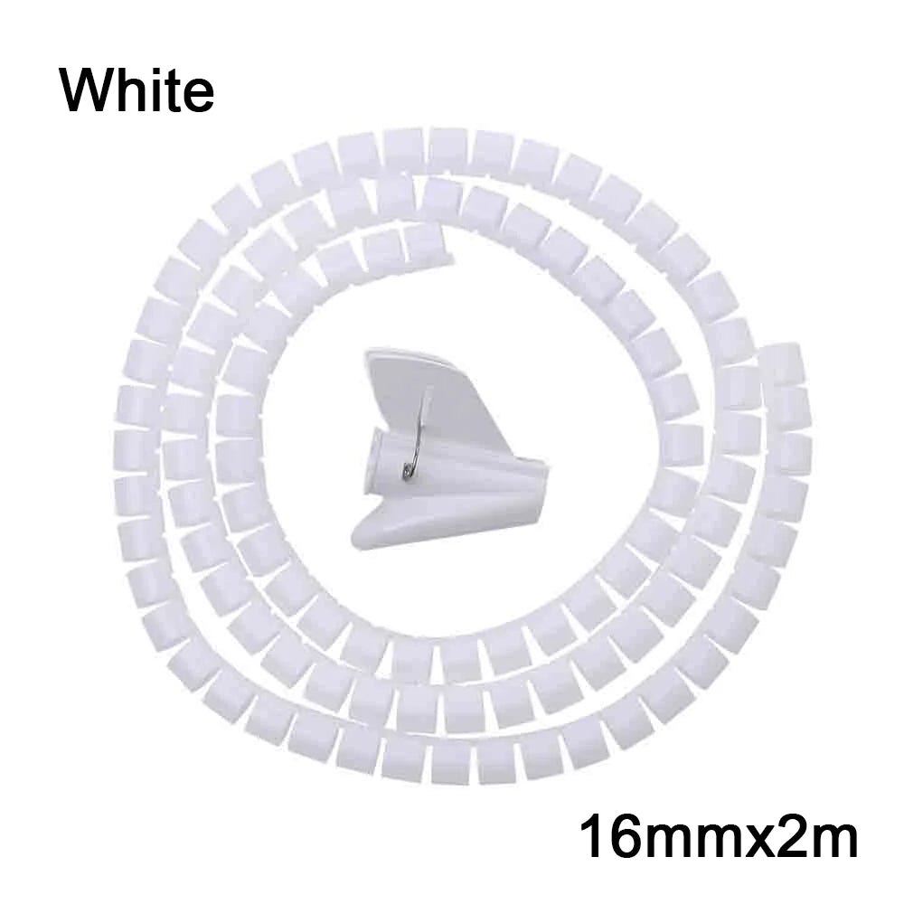 2M Flexible Spiral Cable Organizer Clips Storage Pipe Cord Protector Management Cable Winder Desk Tidy Cable Accessories Tools