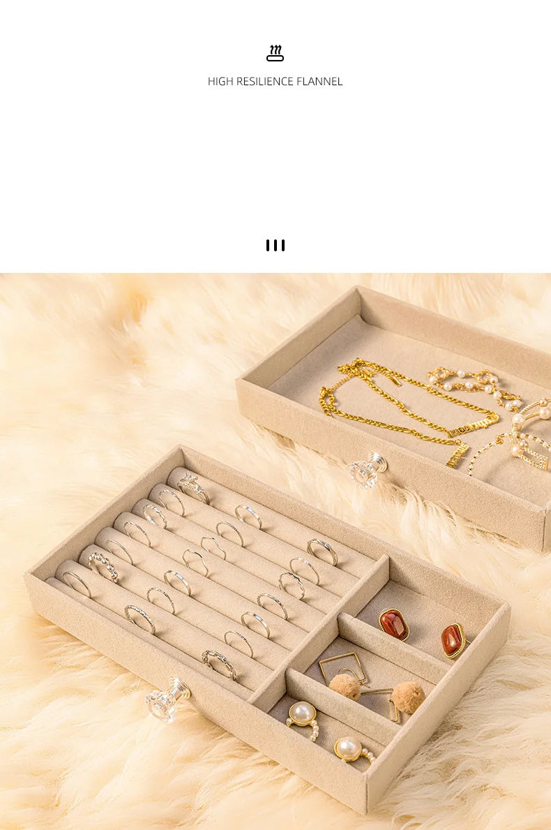 Velvet Stud Earrings Storage Box Three Layer Jewelry Organizer Dust Proof Drawer Design for Accessories Dressing Jewelry Box