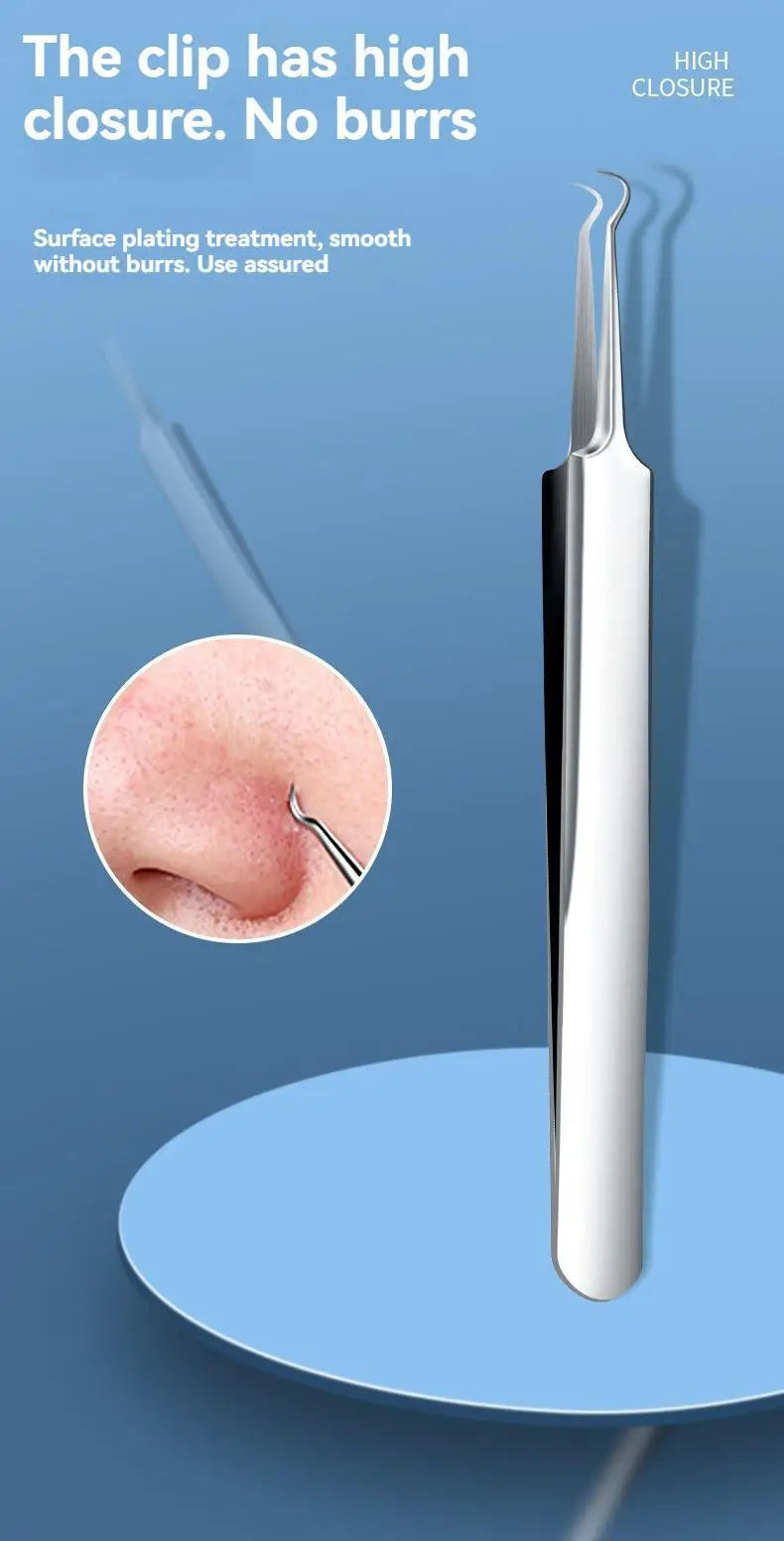 11Pcs Ingrown Hair Tweezers Acne Blackhead Removal Needles Black Dots Cleaner Pore Cleaner Deep Cleansing Face Skin Care Tools