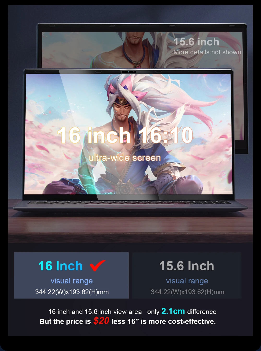 Ninkear Gaming Laptop N16 Pro 16-Inch 13th Gen Intel i7-13620H 32GB DDR4+1TB SSD 2.5K IPS 120Hz Fingerprint Unlock WiFi 6