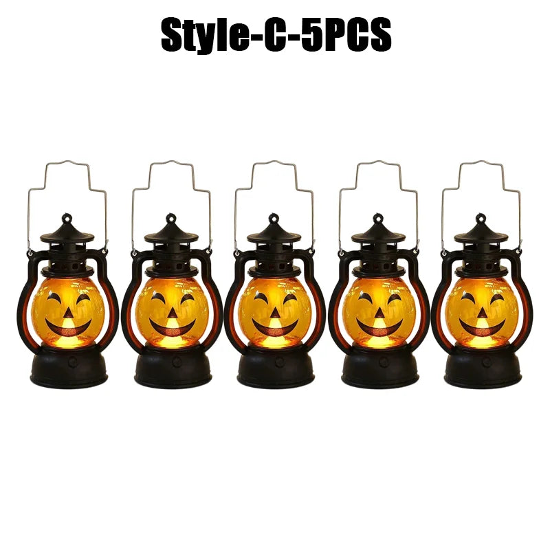 Halloween Decorations LED Ghost Lantern Candle Lights Stump Lanterns Holiday Ambience Ornaments Horror Decoration