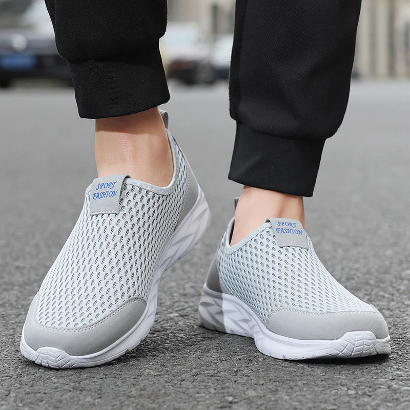 YRZL Men's Shoes Breathable Mesh Men Casual Shoes Outdoor Anti-Slip Large Size Loafers Walking Lightweight Mens Tennis Shoes