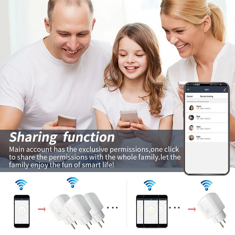 Tuya 16A 20A EU Smart Socket WiFi Smart Plug With Power Monitoring Timing Function Voice Control Alexa Google Assitant