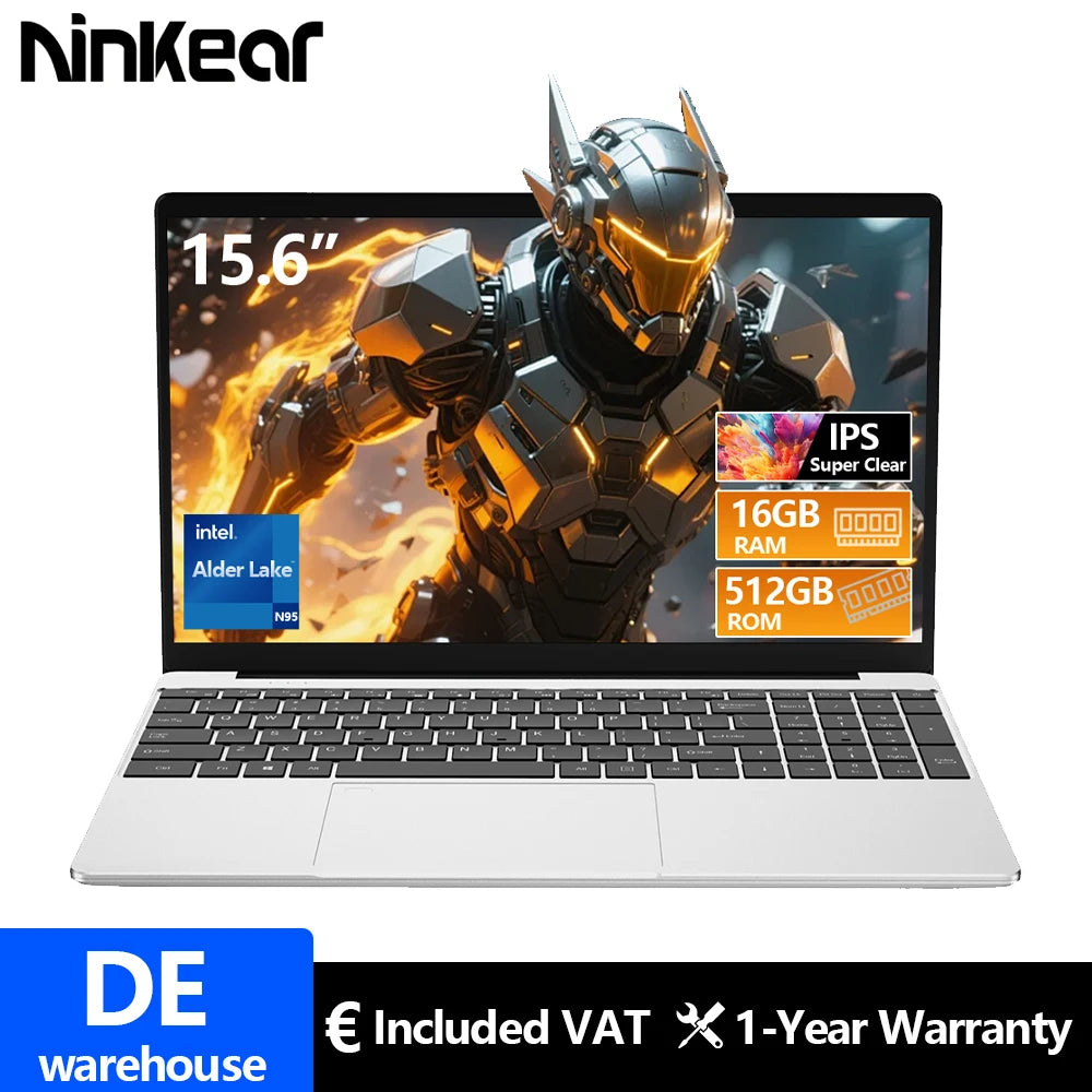 Ninkear N15 Air laptop Intel N95 15.6 Inch FHD IPS 16GB DDR4 512GB SSD Backlit Keyboard Fingerprint unlock Windows 11 Notebook
