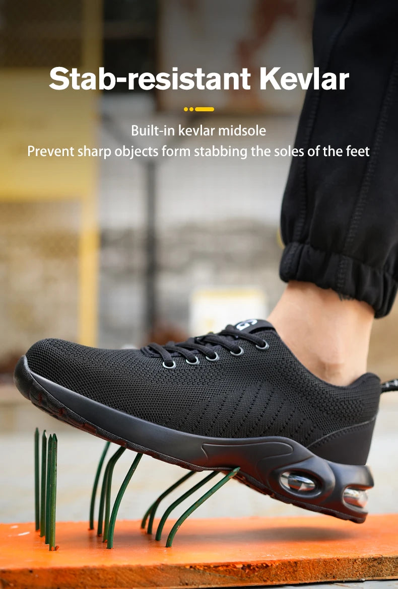 New Men Safety Shoes Anti-smash Anti-puncture Work Shoes Mesh Breathable Lightweight Work Sneakers Indestructible Slip-resistant