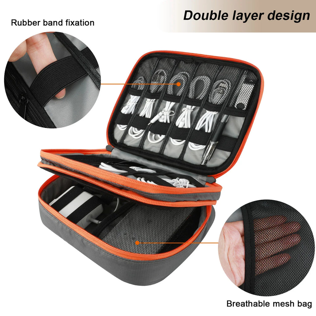 Clearance_Portable Electronic Accessories Travel case,Cable Organizer Bag Gadget Carry Bag for iPad,Cables,Power,USB Flash Drive