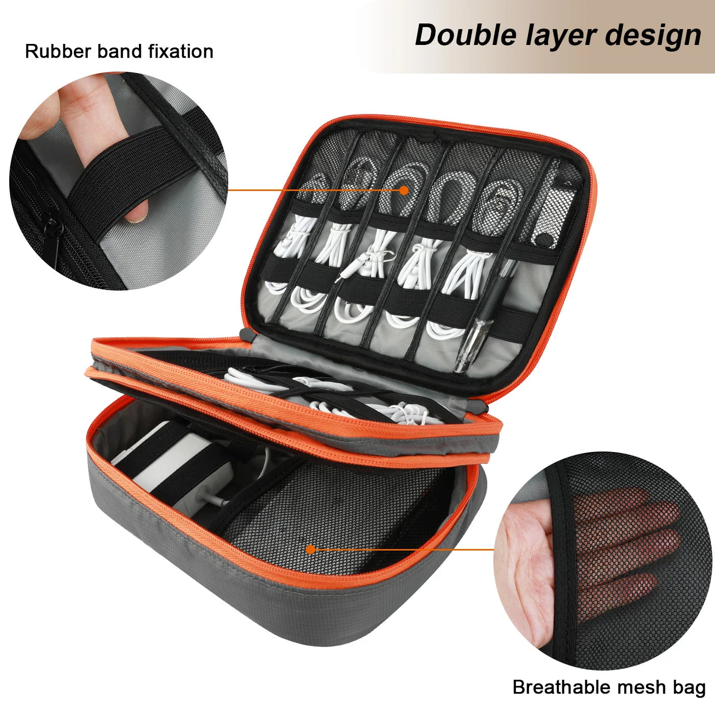 Clearance_Portable Electronic Accessories Travel case,Cable Organizer Bag Gadget Carry Bag for iPad,Cables,Power,USB Flash Drive