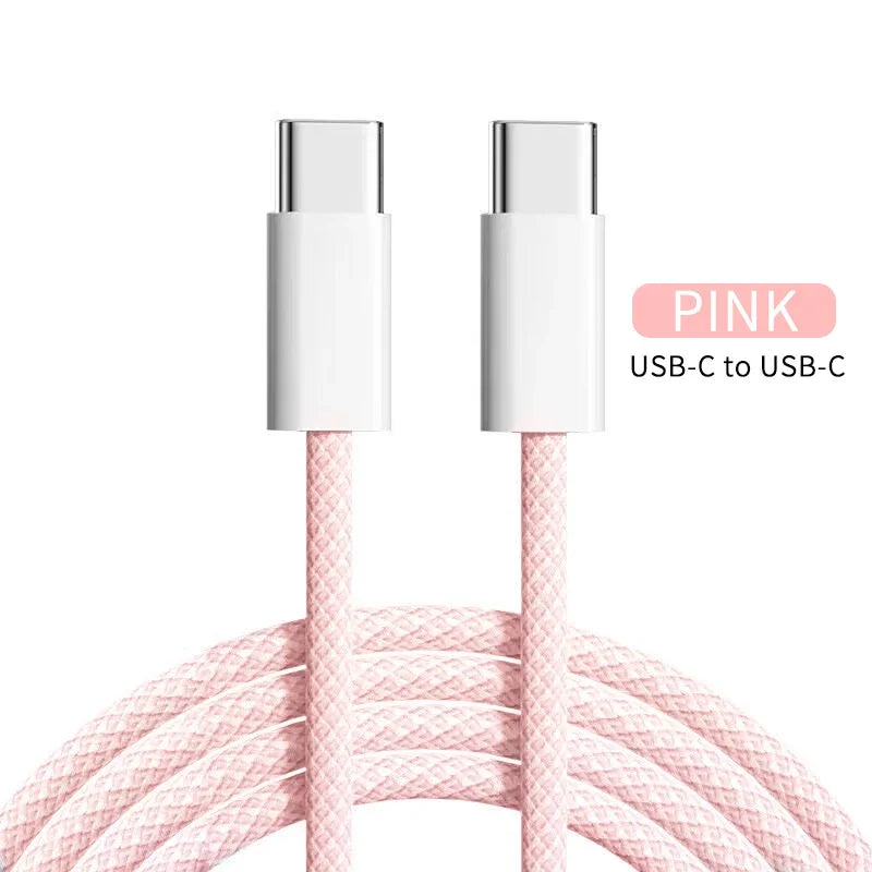 PD 60W USB-C To Type C Cable for IPhone 15 16 Pro Fast Charging Wire for Huawei Xiaomi Samsung Colorful Weaving Data Cable Line