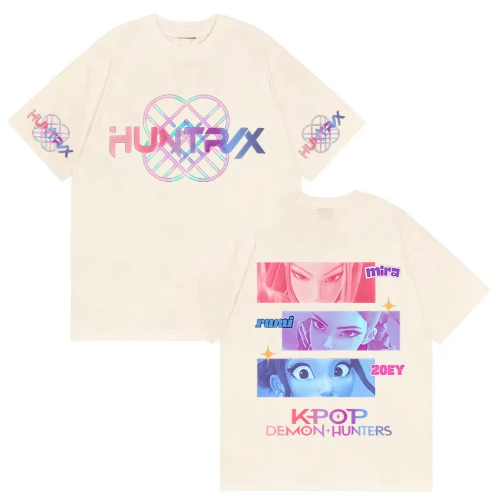 K-pop Demon Hunters Film 2025 Graphic T Shirt Men Women Fashion High Quality Cotton T-Shirts Vintage Oversized Short Sleeve Tees