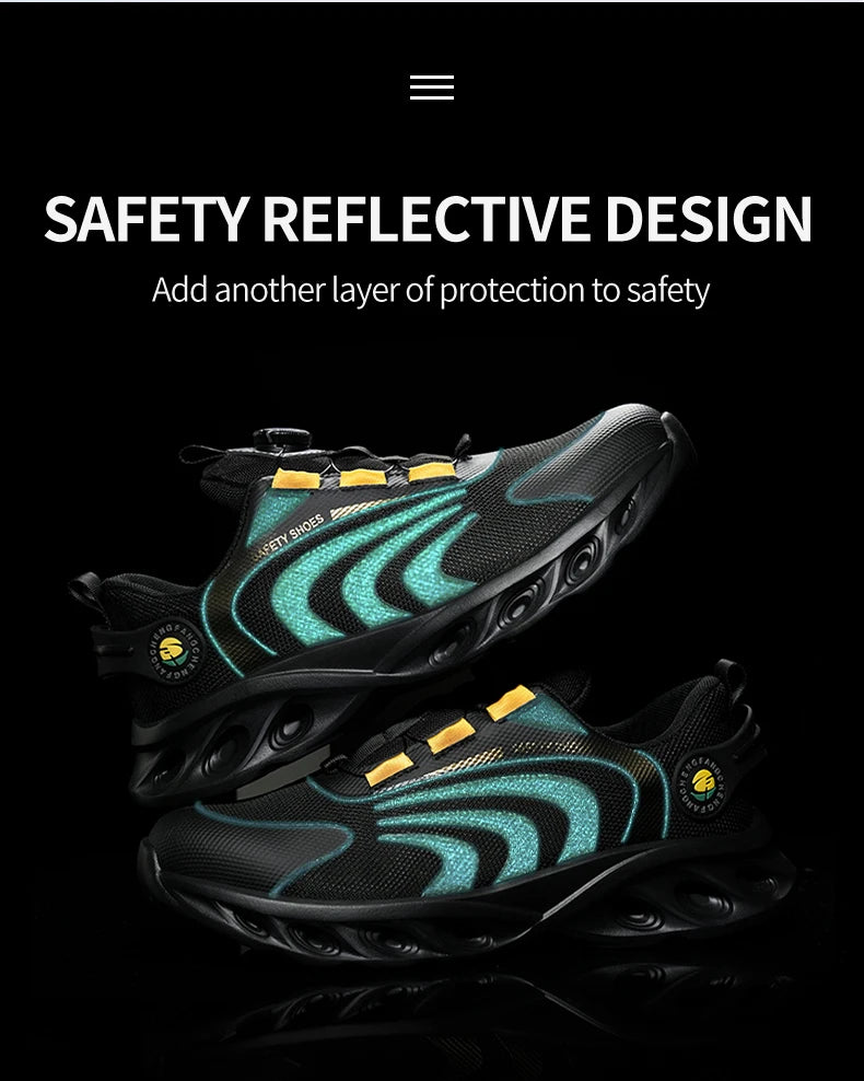 Rotary Buckle Work Sneakers Protective Shoes Lightweight Safety Shoes Puncture-Proof Anti-smash Steel Toe Shoes Work Footwear