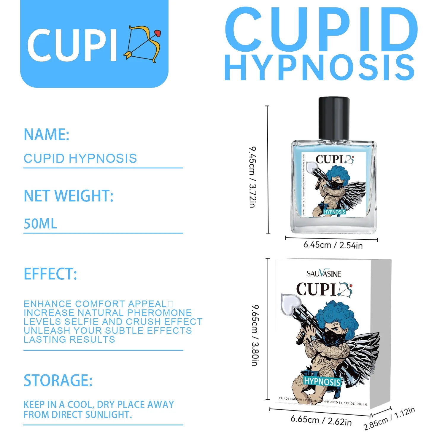 Cupid Hypnosis Cologne Perfume Pheromone Fragrance Spray of Man to Attract Women Flirting Scent Female Dating Angel Body Mist