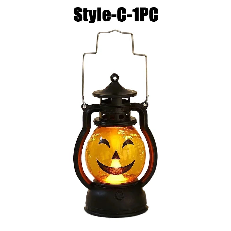 Halloween Decorations LED Ghost Lantern Candle Lights Stump Lanterns Holiday Ambience Ornaments Horror Decoration