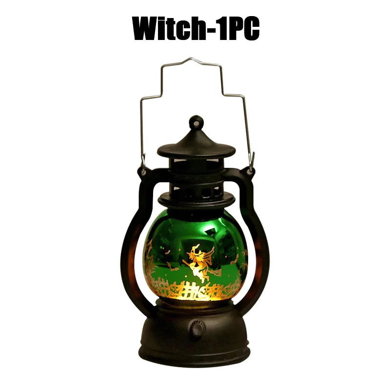 Halloween Decorations LED Ghost Lantern Candle Lights Stump Lanterns Holiday Ambience Ornaments Horror Decoration