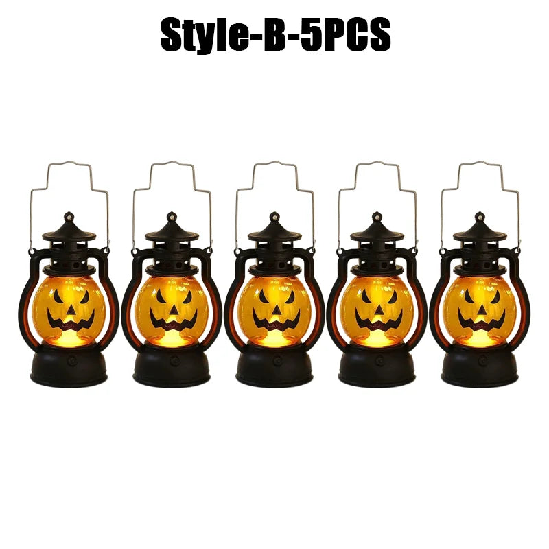 Halloween Decorations LED Ghost Lantern Candle Lights Stump Lanterns Holiday Ambience Ornaments Horror Decoration