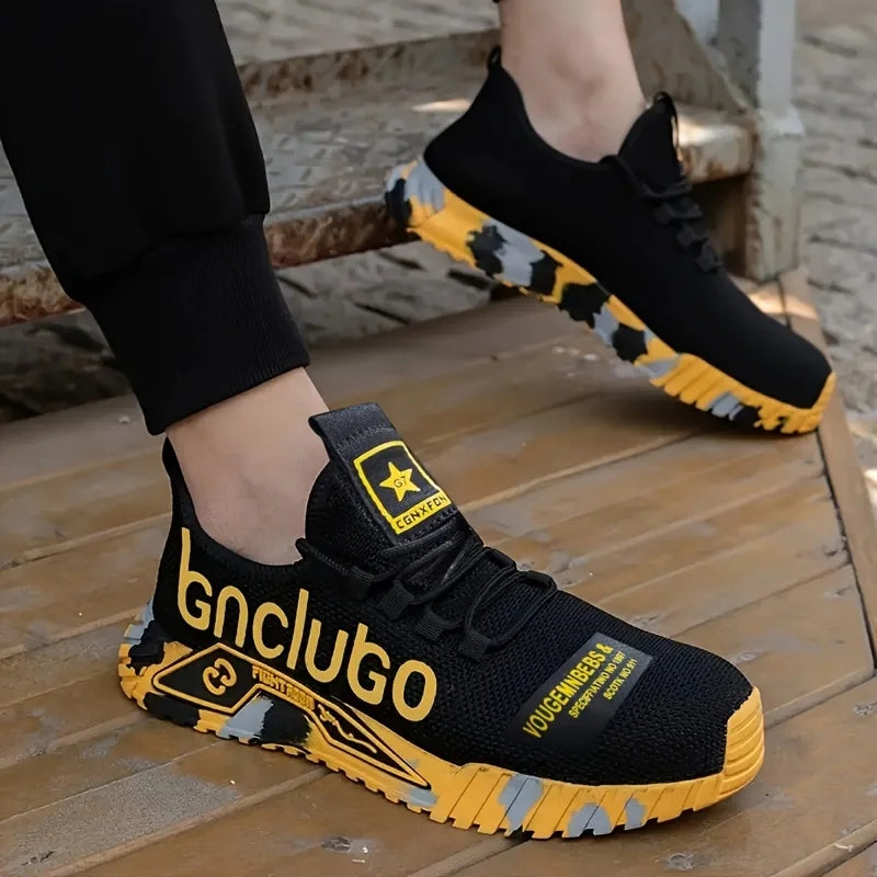 Steel Toe Anti-Puncture Men's Safety Shoes Reinforced Sole Slip Resistant Shoes Man Lightweight Breathable Men's Work Shoes