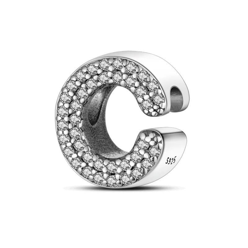 Fit Original 925 Sterling Silver Letter Charms Beads A-Z Golden Love Alphabet Charms For Women Fine DIY Birthday Jewelry Gifts