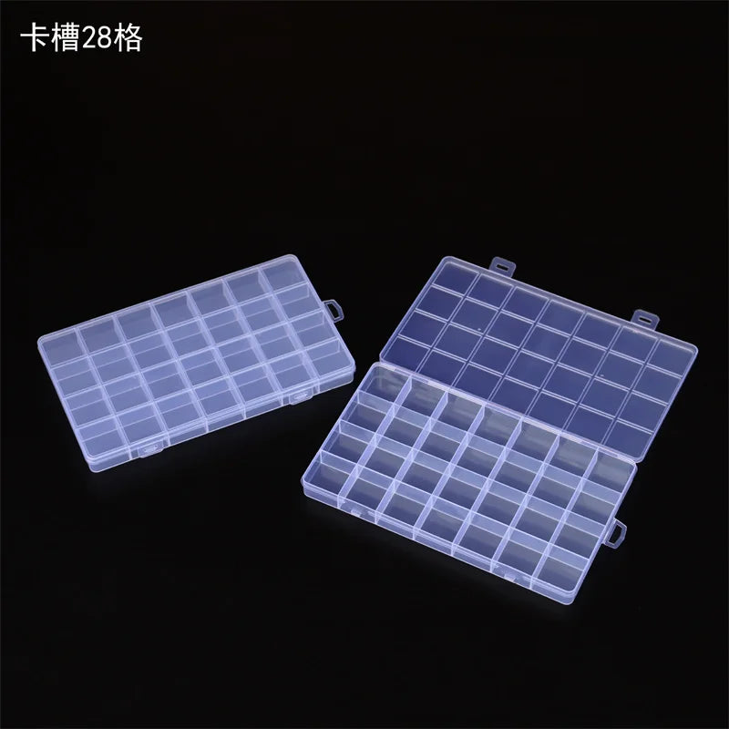 15 24 28 Grid Transparent Fixed With Slot Beaded Anti-string Grid Plastic Storage Box Jewelry Classification Parts Division Box
