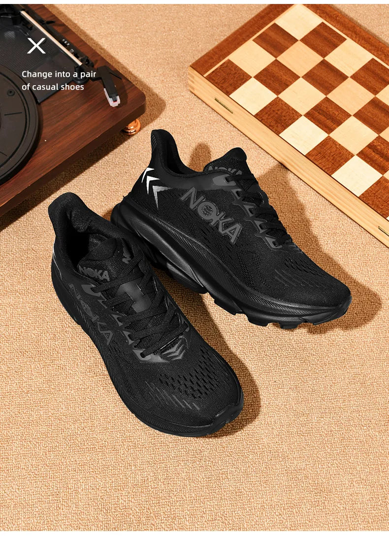 Men's Carbon Plate Air Cushion Running Shoes Breathable Lightweight Marathon Women's Athletic Nonskid Elastic Sports Sneakers