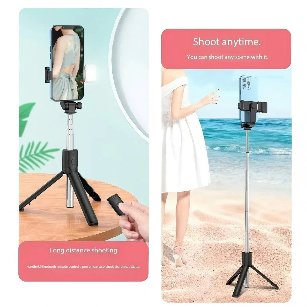 Handheld 360 Degree Flexible Sports Camera Mini Selfie Stick Tripod with Wireless Remote Mobile Phone Monopod Stand