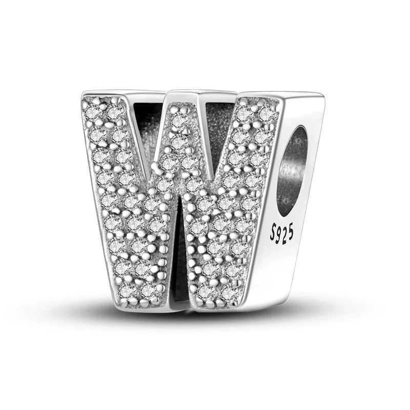 Fit Original 925 Sterling Silver Letter Charms Beads A-Z Golden Love Alphabet Charms For Women Fine DIY Birthday Jewelry Gifts