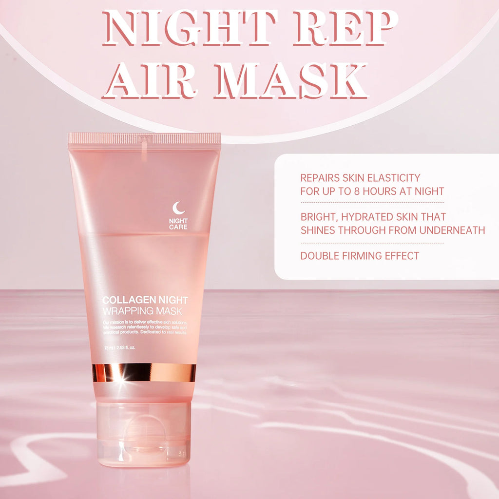 Lakerain Collagen Night Wrapping Mask Elasticity Hydration Care Reduces Sagging & Dullness Hydrolyzed Collagen For Glowing Skin